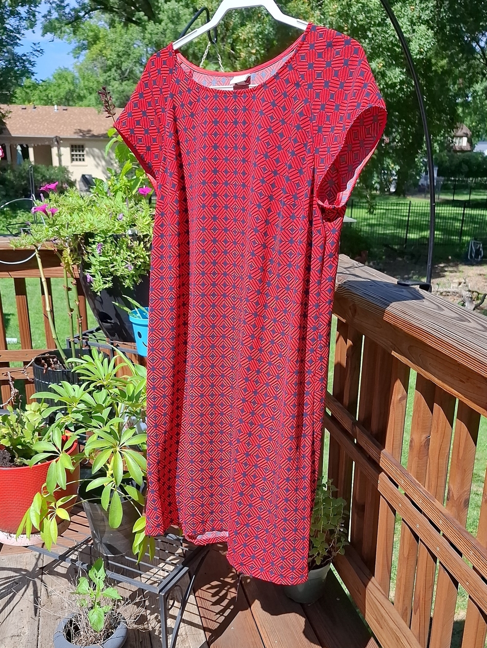Merona Red/Blue Geometric Shift Dress Sz XL